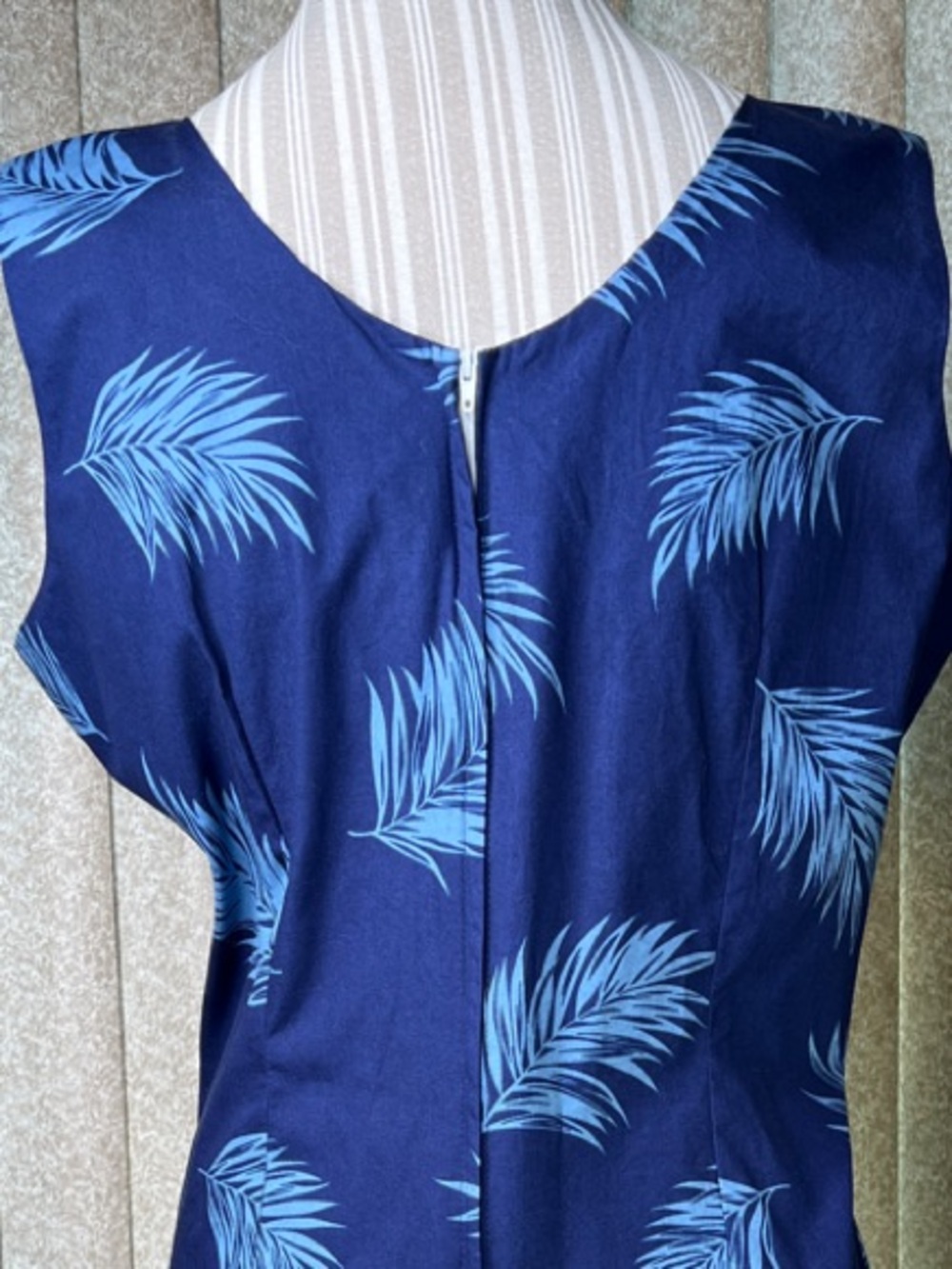 KY’S Hawaiian made Navy Tropical Shift Dress with Floral Trim 100% Cotton S-2XL - Picture 4 of 7